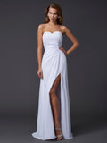 Sheath/Column Sweetheart Sleeveless Pleats Long Chiffon Dresses TPP0003071