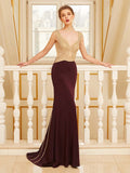 Sheath/Column Straps Sleeveless Beading Sweep/Brush Train Jersey Dresses TPP0003061