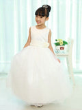 A-line/Princess Scoop Sleeveless Sash/Ribbon/Belt Long Organza Flower Girl Dresses TPP0007790