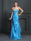 Trumpet/Mermaid Sweetheart Beading Sleeveless Long Elastic Woven Satin Dresses TPP0004368