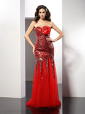 Sheath/Column Sweetheart Sequin Sleeveless Long Elastic Woven Satin Dresses TPP0009223