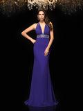 Trumpet/Mermaid V-neck Beading Sleeveless Long Chiffon Dresses TPP0003383