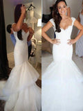 Trumpet/Mermaid Sleeveless Organza Straps Chapel Train Wedding Dresses TPP0006547