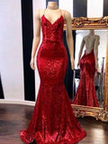 Trumpet/Mermaid Sweep/Brush Train Spaghetti Straps Sleeveless Sequins Dresses TPP0001452