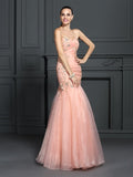 Trumpet/Mermaid Sweetheart Applique Sleeveless Long Organza Dresses TPP0003828