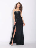 Sheath/Column Sweetheart Rhinestone Sleeveless Long Lace Dresses TPP0003494