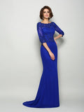 Trumpet/Mermaid Scoop Beading 3/4 Sleeves Long Chiffon Mother of the Bride Dresses TPP0007173