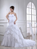 Trumpet/Mermaid Beading Applique Sweetheart Sleeveless Long Taffeta Wedding Dresses TPP0006959