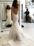 Trumpet/Mermaid Sweetheart Sweep/Brush Train Lace Sleeveless Wedding Dresses TPP0006213