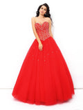 Ball Gown Sweetheart Beading Sleeveless Long Net Quinceanera Dresses TPP0002779