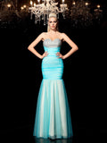 Sheath/Column Sweetheart Sequin Sleeveless Long Net Dresses TPP0003927