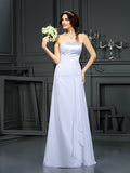 Sheath/Column Strapless Beading Sleeveless Long Chiffon Wedding Dresses TPP0006926