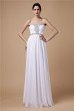 Sheath/Column Strapless Sleeveless Beading Pleats Long Chiffon Dresses TPP0009246