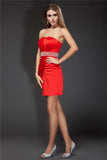 Sheath/Column Strapless Beading Sleeveless Short Satin Cocktail Dresses TPP0008976