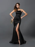 Sheath/Column Strapless Sash/Ribbon/Belt Sleeveless Long Satin Dresses TPP0009107