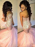 Trumpet/Mermaid Sleeveless Sweetheart Tulle Sequin Floor-Length Dresses TPP0001834