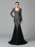 Trumpet/Mermaid Sweetheart Beading Long Sleeves Long Net Dresses TPP0009135