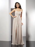 Sheath/Column Strapless Pleats Sleeveless Long Chiffon Dresses TPP0004435