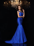 Trumpet/Mermaid Bateau Applique Sleeveless Long Taffeta Dresses TPP0009160