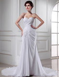 Trumpet/Mermaid Beading Sweetheart Sleeveless Chiffon Long Wedding Dresses TPP0006830