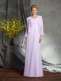 Sheath/Column V-neck Applique Sleeveless Long Chiffon Mother of the Bride Dresses TPP0007377