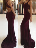 Trumpet/Mermaid Sleeveless V-neck Sweep/Brush Train Applique Stretch Crepe Dresses TPP0002162