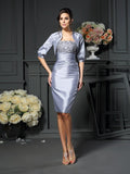 Sheath/Column Sweetheart Sleeveless Short Taffeta Mother of the Bride Dresses TPP0007344