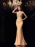 Trumpet/Mermaid Sweetheart Beading Sleeveless Long Chiffon Dresses TPP0009106