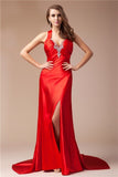 Sheath/Column V-neck Sleeveless Long Elastic Woven Satin Dresses TPP0004238