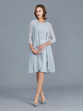 A-Line/Princess Scoop Ruffles Chiffon Knee-Length Sleeveless Mother of the Bride Dresses TPP0007224