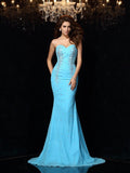 Sheath/Column Sweetheart Beading Sleeveless Long Chiffon Dresses TPP0002998