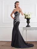 Trumpet/Mermaid Strapless Sleeveless Beading Long Taffeta Dresses TPP0009096