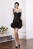 Sheath/Column Sweetheart Sleeveless Beading Pleats Short Taffeta Cocktail Dresses TPP0008914