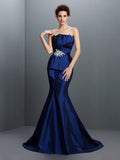 Trumpet/Mermaid Strapless Beading Sleeveless Long Taffeta Dresses TPP0009175