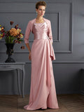 Sheath/Column Straps Sleeveless Long Elastic Woven Satin Mother of the Bride Dresses TPP0007364