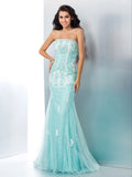 Trumpet/Mermaid Strapless Applique Sleeveless Long Lace Dresses TPP0003098