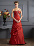 Trumpet/Mermaid Sweetheart Sleeveless Beading Long Taffeta Dresses TPP0003865