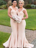 Trumpet/Mermaid Sweetheart Sleeveless Satin Floor-Length Bridesmaid Dresses TPP0005165