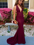 Trumpet/Mermaid V-Neck Sleeveless Sweep/Brush Train Spandex Dresses TPP0001815