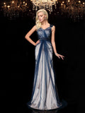 Sheath/Column Straps Applique Sleeveless Long Elastic Woven Satin Dresses TPP0009149