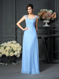 Sheath/Column Straps Pleats Sleeveless Long Chiffon Mother of the Bride Dresses TPP0007405