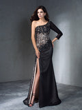 Trumpet/Mermaid One-Shoulder 3/4 Sleeves Long Lace Dresses TPP0003327