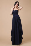 Sheath/Column Strapless Sleeveless Pleats Long Chiffon Dresses TPP0009260