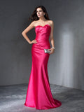 Trumpet/Mermaid Sweetheart Sleeveless Long Satin Dresses TPP0009219