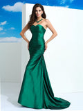 Sheath/Column Sweetheart Pleats Sleeveless Long Taffeta Dresses TPP0009130