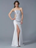 Trumpet/Mermaid Strapless Sleeveless Beading Long Elastic Woven Satin Dresses TPP0004130