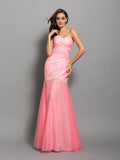 Trumpet/Mermaid Sweetheart Beading Sleeveless Long Elastic Woven Satin Dresses TPP0004193