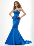 Trumpet/Mermaid Sweetheart Sleeveless Long Satin Bridesmaid Dresses TPP0005151