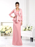 Sheath/Column Square Sleeveless Long Elastic Woven Satin Mother of the Bride Dresses TPP0007357