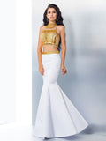 Trumpet/Mermaid High Neck Beading Sleeveless Long Satin Dresses TPP0002720